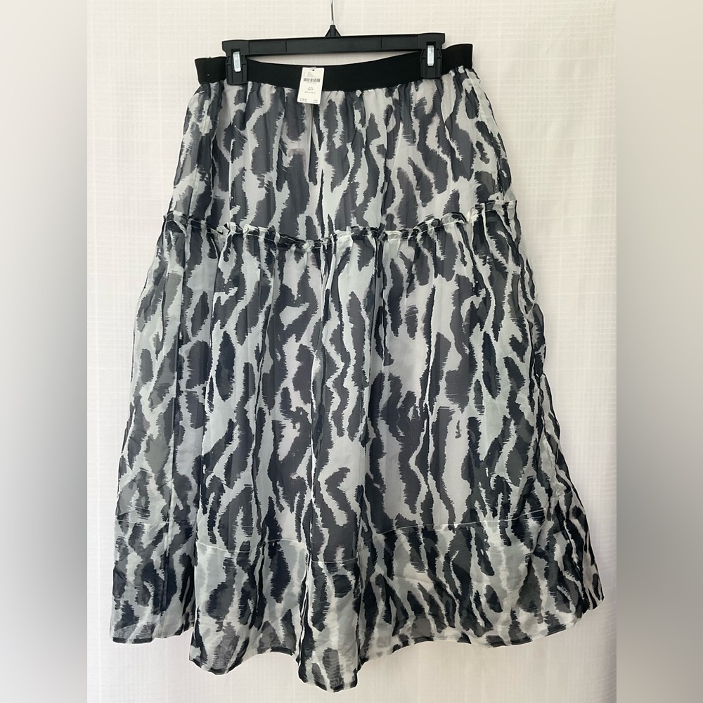 NWT Maeve Black and White Printed Tiered Skirt